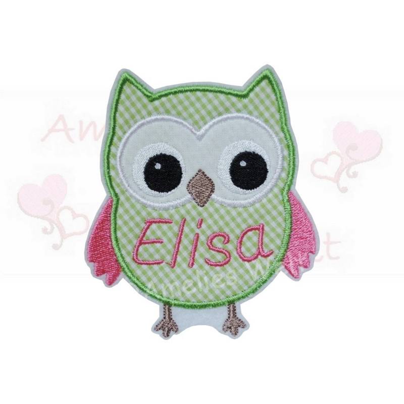 Eule Mit Name Grün Pink Aufnäher Applikation Gestickt Eule Mit Name Grün Pink Aufnäher Applikation Gestickt von ameliesweltstickt