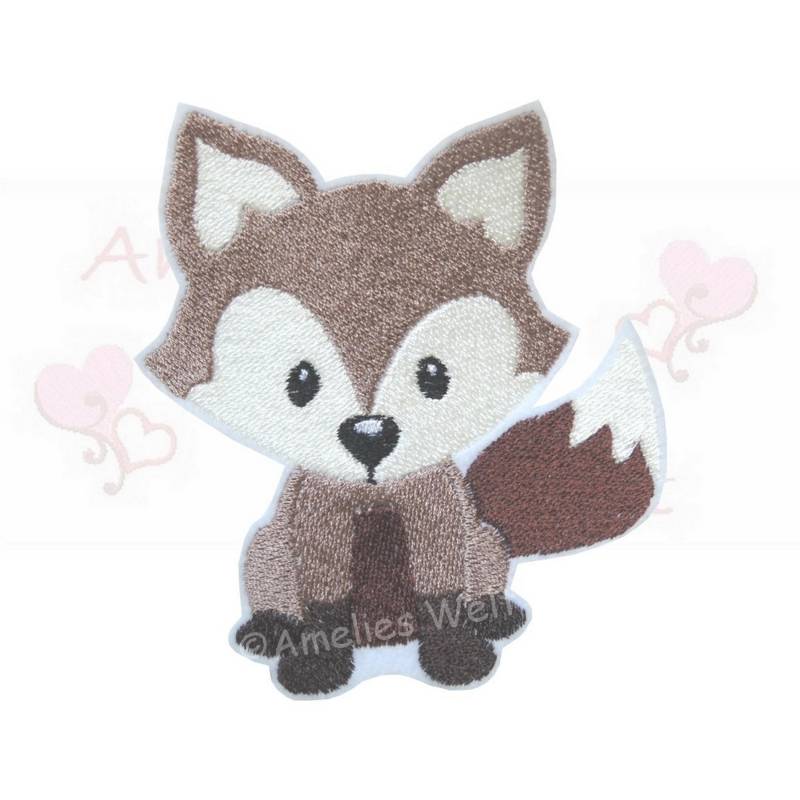 Fuchs Applikation Aufbügler Aufnäher Fox Patch Bügelbild Stickapplikation Braun Beige von ameliesweltstickt