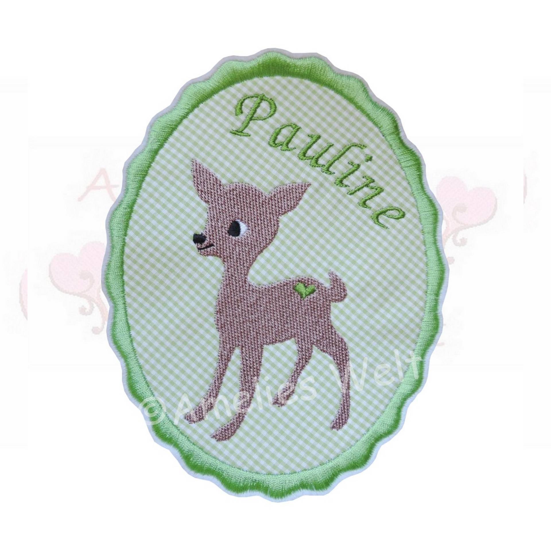 Gestickter Button Mit Namen Und Einem Rehkitz Applikation Aufnäher in Grün Reh Rehlein Patch Schultüte Schulkind Handmade Für Mädchen Gestickter Button Mit Namen Und Einem Rehkitz Applikation Aufnäher in Grün Reh Rehlein Patch Schultüte Schulkind Handmade Für Mädchen von ameliesweltstickt