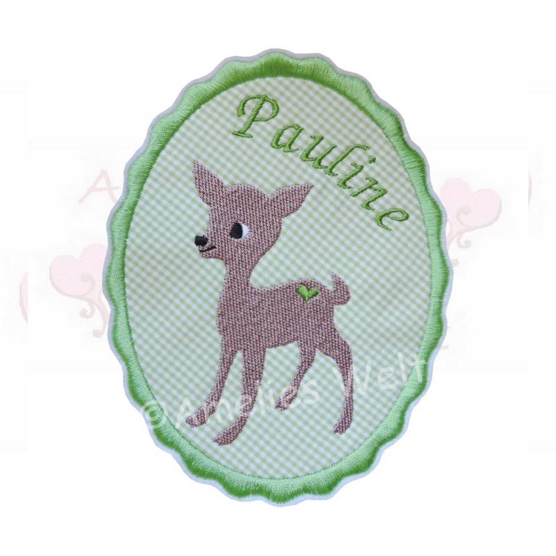 Gestickter Button Mit Namen Und Einem Rehkitz Applikation Aufnäher in Grün Reh Rehlein Patch Schultüte Schulkind Handmade Für Mädchen Gestickter Button Mit Namen Und Einem Rehkitz Applikation Aufnäher in Grün Reh Rehlein Patch Schultüte Schulkind Handmade Für Mädchen von ameliesweltstickt