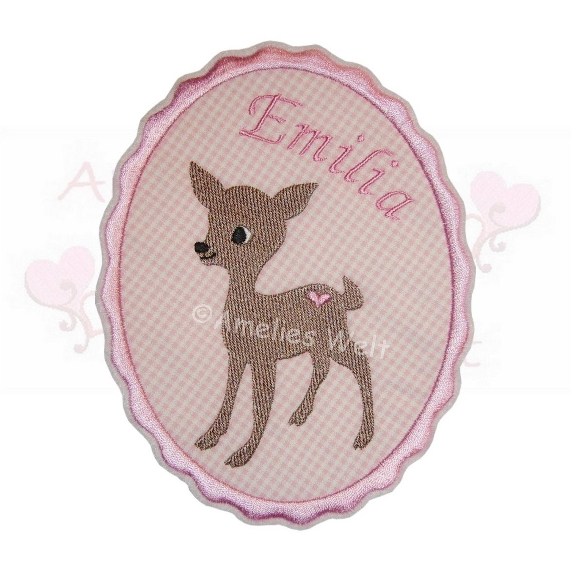 Gestickter Button Mit Namen Und Einem Rehkitz Applikation Aufnäher in Rosa Reh Rehlein Patch Schultüte Schulkind Handmade Für Mädchen Gestickter Button Mit Namen Und Einem Rehkitz Applikation Aufnäher in Rosa Reh Rehlein Patch Schultüte Schulkind Handmade Für Mädchen von ameliesweltstickt