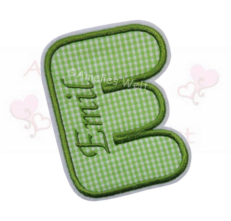 Großer Buchstabe Mit Name Applikation Nach Wahl A - Z Aufnäher Grün Kariert von ameliesweltstickt