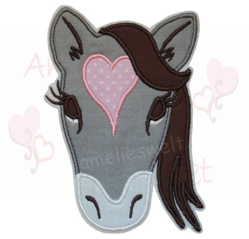 Großes Pferd Applikation Aufbügler Aufnäher Grau Rosa Schultüte Basteln Bügelbild Einschulung Erster Schultag Pferdekopf Großes Pferd Applikation Aufbügler Aufnäher Grau Rosa Schultüte Basteln Bügelbild Einschulung Erster Schultag Pferdekopf von ameliesweltstickt