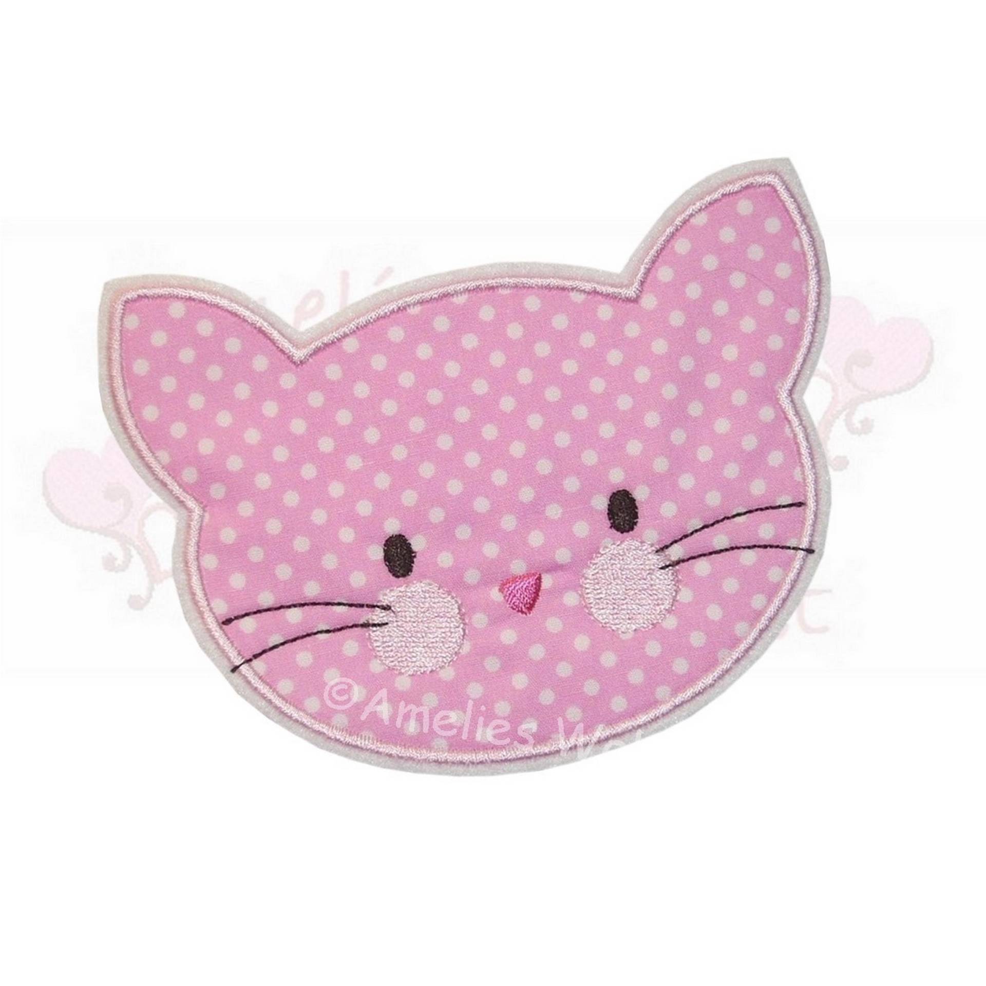 Katze Applikation Aufnäher Katzenkopf Für Kinder Baby Mädchen in Rosa Gepunktet Flicken Patch Button Katze Applikation Aufnäher Katzenkopf Für Kinder Baby Mädchen in Rosa Gepunktet Flicken Patch Button von ameliesweltstickt