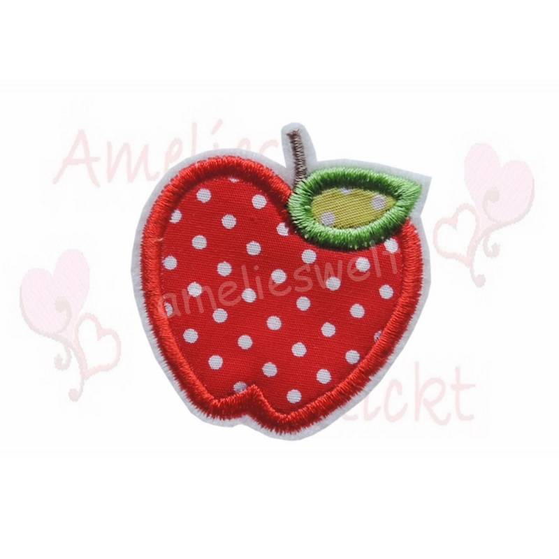 Kleiner Apfel Applikation Aufbügler Rot Gepunktet von ameliesweltstickt