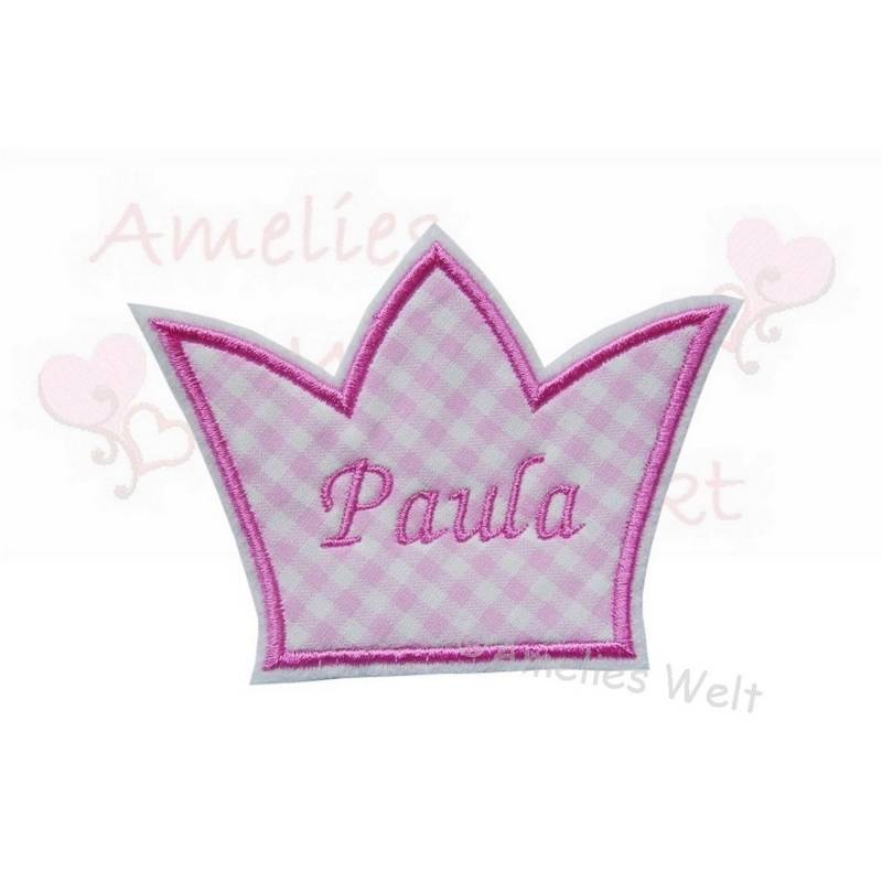 Krone Mit Name Aufnäher Bügelbild Applikation Personalisiert Gestickt Zum Aufbügeln von ameliesweltstickt