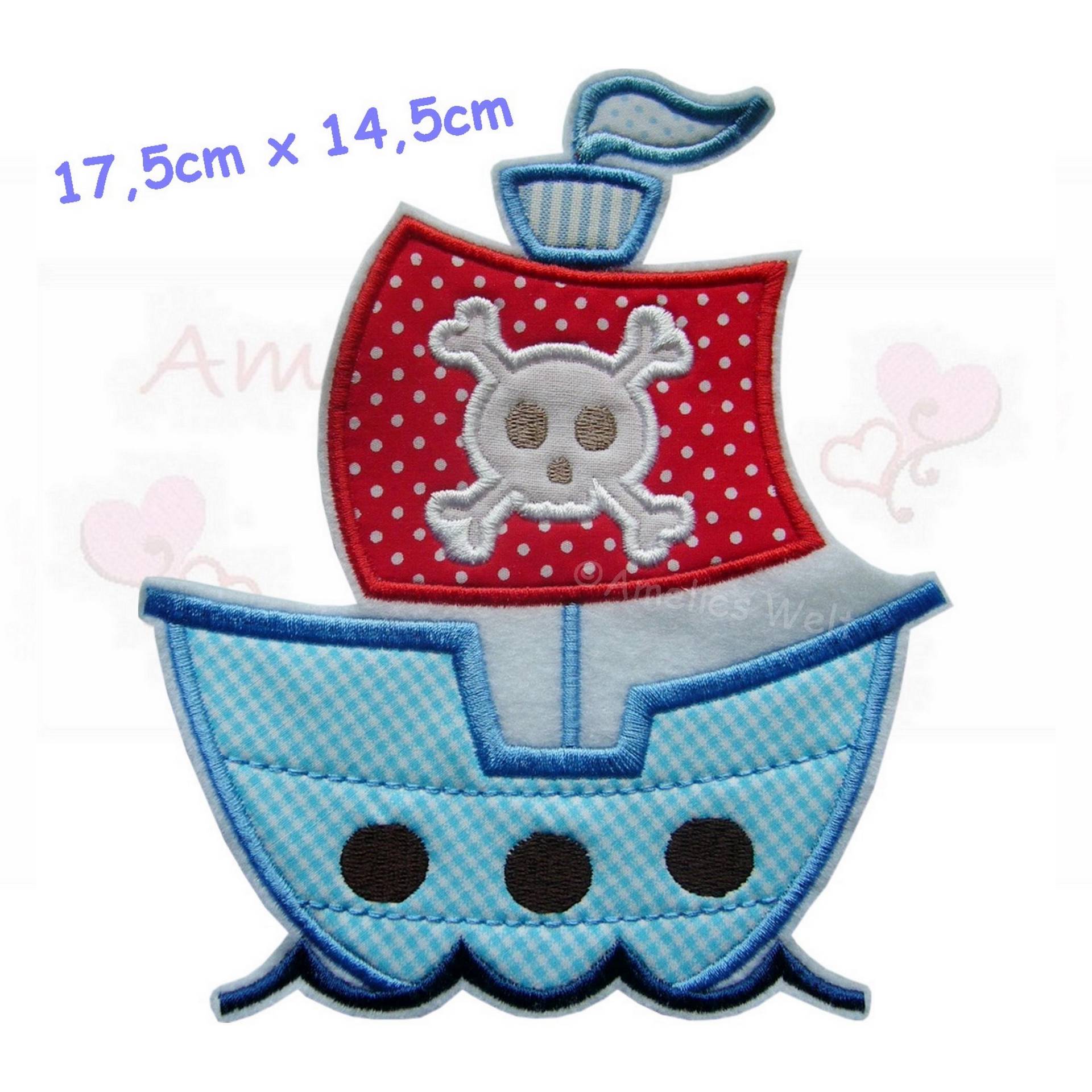 Piratenschiff 17, 5 cm X 14, 5 Xxl Groß Aufnäher Applikation Bügelbild Stoffapplikation Gestickt Schiff Pirat Piratenschiff 17, 5 cm X 14, 5 Xxl Groß Aufnäher Applikation Bügelbild Stoffapplikation Gestickt Schiff Pirat von ameliesweltstickt
