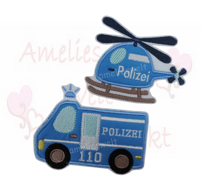 Polizei Bus & Hubschrauber Kl. Set Applikation Aufnäher Polizei Bus & Hubschrauber Kl. Set Applikation Aufnäher von ameliesweltstickt