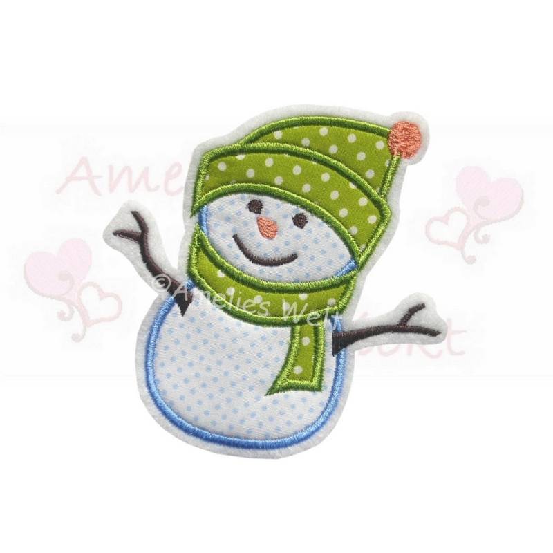 Schneemann Applikation Aufnäher Flicken Patch Button Für Kinder Zum Aufbügeln von ameliesweltstickt