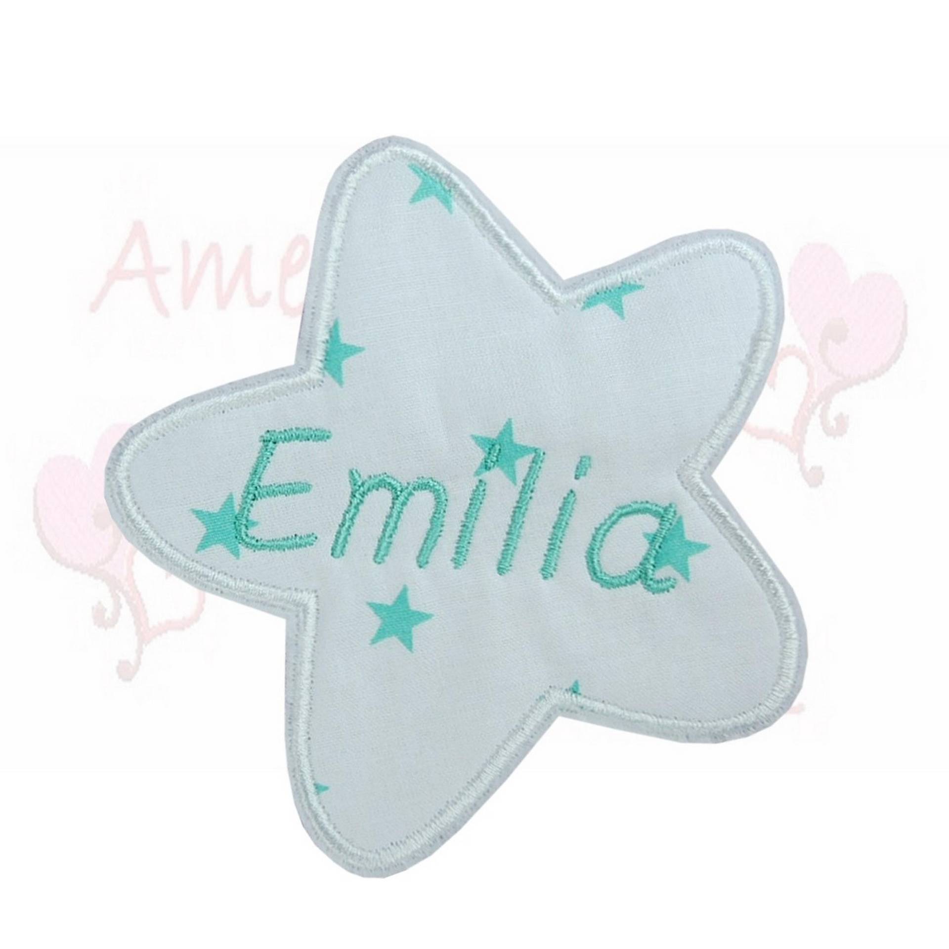 Stern Mit Name Aufnäher Türkise Mint Weiß Applikation Stickerei Stern Mit Name Aufnäher Türkise Mint Weiß Applikation Stickerei von ameliesweltstickt