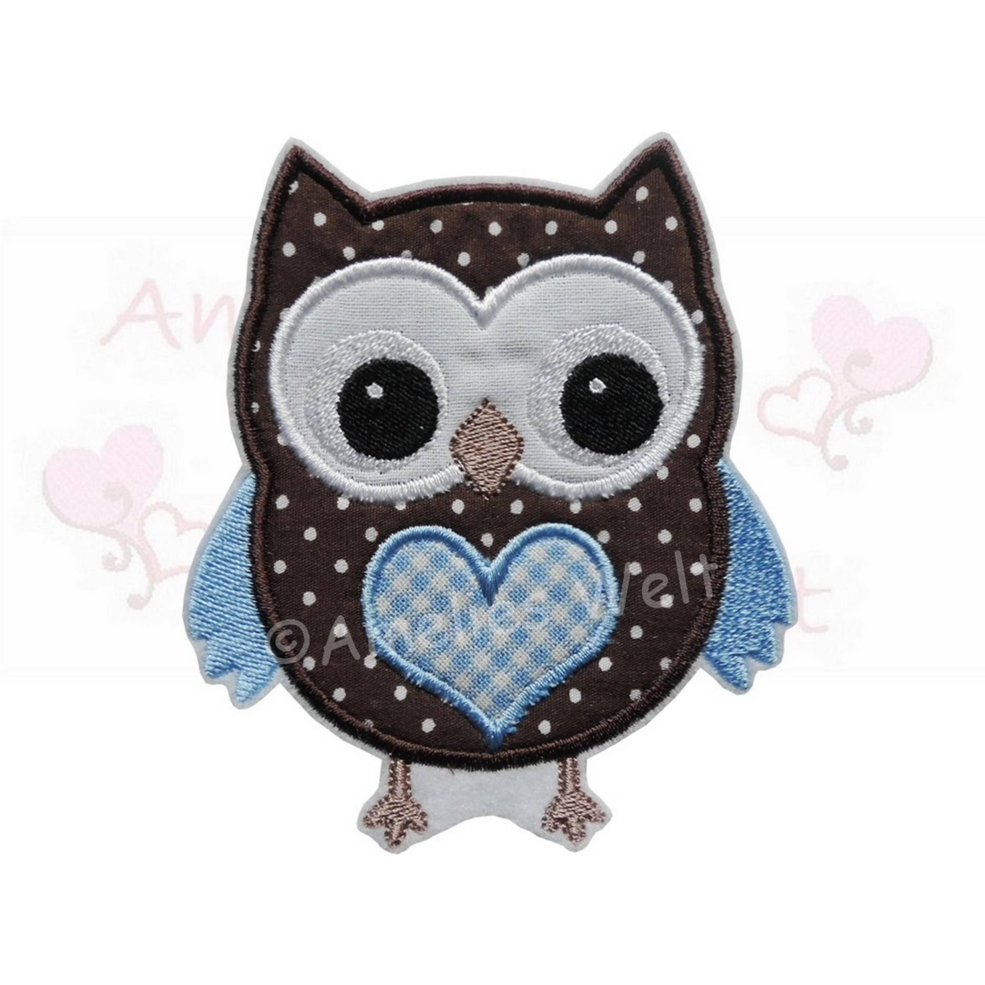 Süße Eule in Braun Blau Owl Applikation Bügelbild Süße Eule in Braun Blau Owl Applikation Bügelbild von ameliesweltstickt