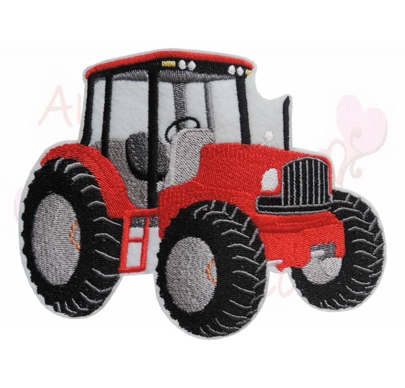 Traktor Trekker Aufnäher in Rot Applikation Patch Gestickt 8x10cm Handmade Perfekt Für Deine Schultüte von ameliesweltstickt