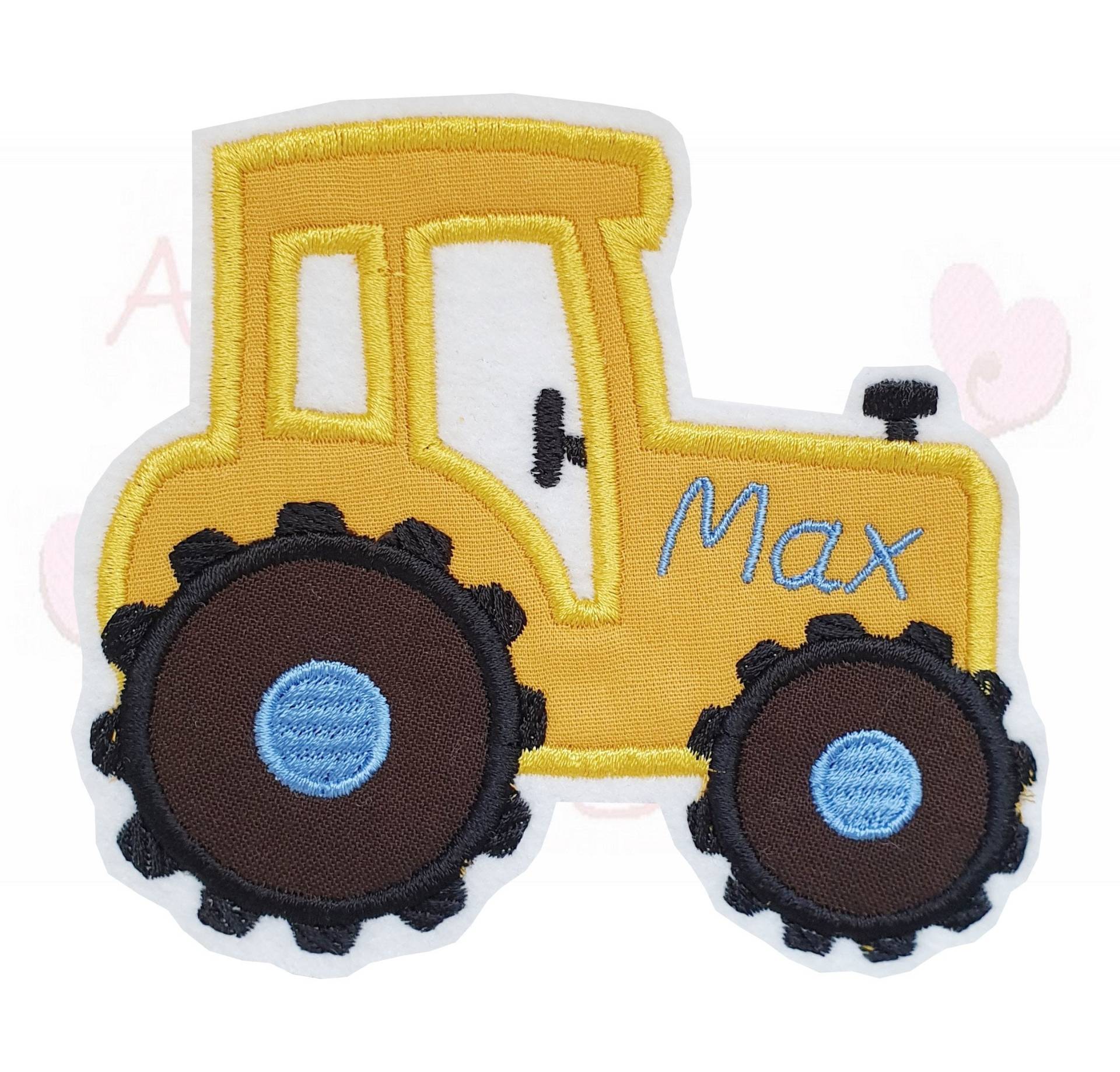 Traktor Trekker Mit Name Applikation Aufnäher Bügelbild in Senfgelb Patch Gestickt Traktor Trekker Mit Name Applikation Aufnäher Bügelbild in Senfgelb Patch Gestickt von ameliesweltstickt