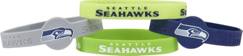 NFL Seattle Seahawks Silicone Rubber Wrist Band Bracelet (Set of 4), One Size, Multicolor von aminco