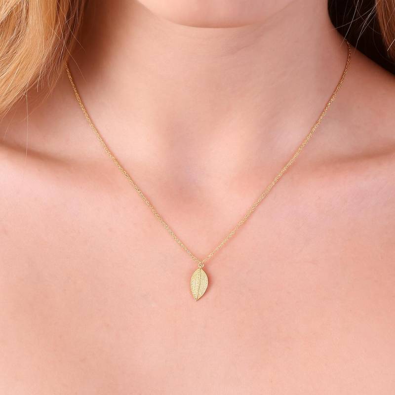 Blatt-Halskette, Blattgold-Halskette, Gold Gefüllte Halskette, Blattschmuck, Hochzeitsschmuck - D40 von amitvtamar