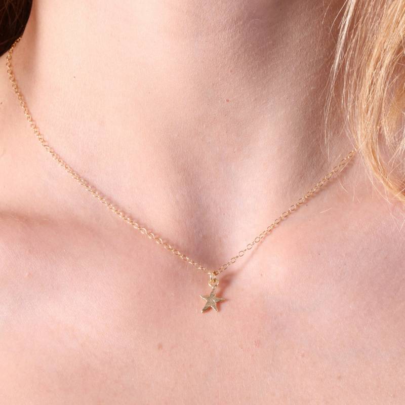 Gold Halskette Tiny Jeden Tag Necklace Minimalist Delicate Gefüllt Schmuck Zierlichen Stern D13 von amitvtamar