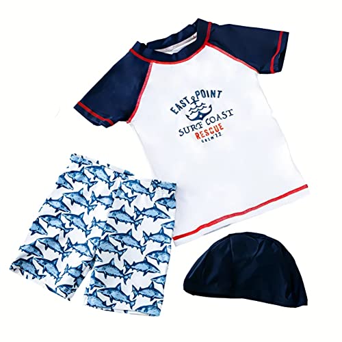 amiyan Kinder Jungen Badeanzug Badeshorts Bademode Schwimmbekleidung Uv-Schutz Bade-Set mit Hut, 2XL/12 5-6 Jahre von amiyan