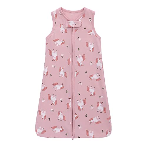 Baby Schlafsack Kinder, Schlafsack Baby Sommer Kleine Kinder Schlafanzug ohne Ärmel, Schlafsäcke 100% Baumwolle atmungsaktiv Babyschlafsack Unisex Pyjamas, Schlafsack Baby 0-6M, Rosa Pony von amo nenes