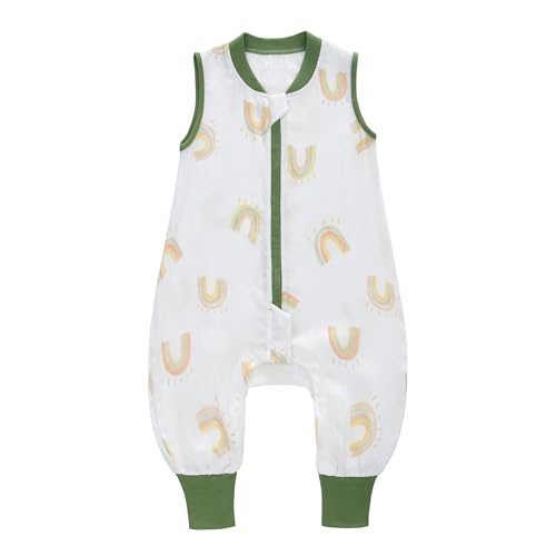 amo nenes Baby Schlafsack mit Füßen 0.5 Tog, Musselin Schlafsack, Kinder Sommerschlafsack für Jungen und Mädchen, Länge 64 cm, 3-12 Monate (Regenbogen) von amo nenes