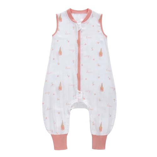 amo nenes Baby Schlafsack mit Füßen 0.5 Tog, Musselin Schlafsack, Kinder Sommerschlafsack für Jungen und Mädchen, Länge 64 cm, 3-12 Monate (Rosa) von amo nenes