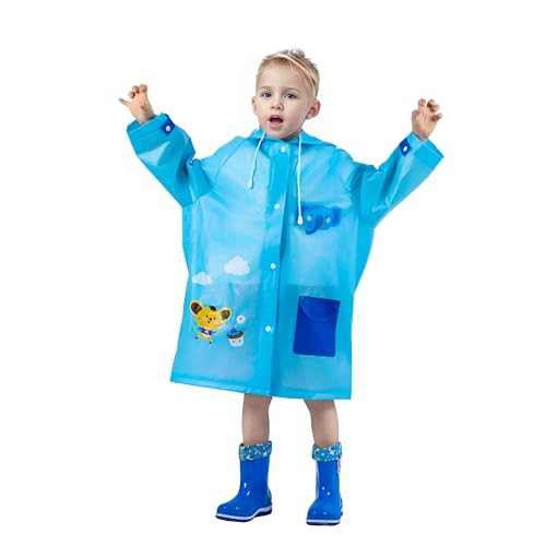 amo nenes Regenmantel Kinder mit Kapuze Junge Mädchen, Kinder Regenjacke Reflektierender Streifen, Regenponcho Leichter mit Rucksackabdeckung, Regenbekleidung Wiederverwendbar, XL Elefant von amo nenes