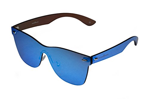 amoloma Rahmenlose Randlose Nur Glas Sonnenbrille Blau verspiegelt für Damen und Herren von amoloma