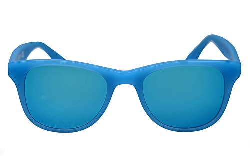 amoloma Sonnenbrille mit matt Blau verspiegelten Sonnenbrillengläser und blauen mattem Acetate Rahmen für Herren und Damen von amoloma