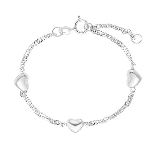 Amor Armband 925 Sterling Silber Mädchen Kinder Armschmuck, 12+2 cm, Silber, Herz, Kommt in Schmuck Geschenk Box, 9211364 von Amor