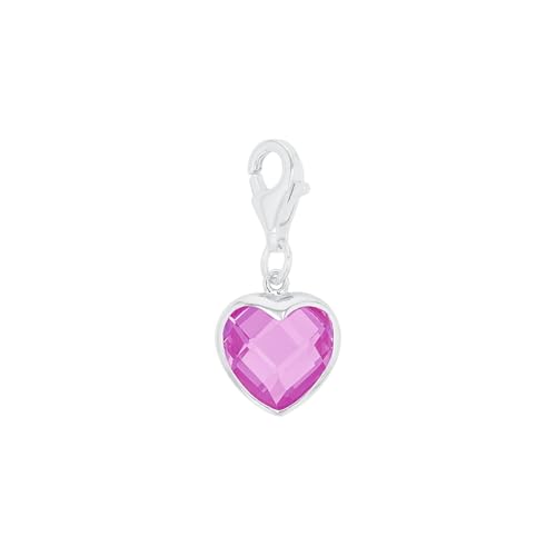 Amor Charm 925 Sterling Silber Damen Anhänger, mit Zirkonia synth., 2 cm, Pink, Herz, Kommt in Schmuck Geschenk Box, 2023154 von Amor