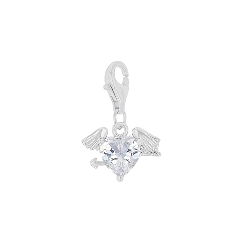 Amor Charm 925 Sterling Silber Damen Anhänger, mit Zirkonia synth., 2 cm, Silber, Herz, Kommt in Schmuck Geschenk Box, 2016169 von Amor