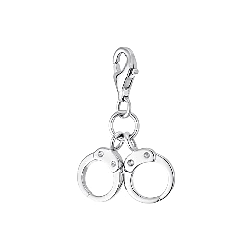 Amor Charm 925 Sterling Silber Damen Anhänger, 2,6 cm, Silber, Handschellen, Kommt in Schmuck Geschenk Box, 2016174 von Amor