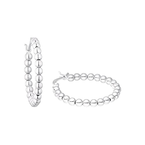 Amor Creolen 925 Sterling Silber Damen Ohrschmuck, 2,7 cm, Silber, Kommt in Schmuck Geschenk Box, 2026230 von Amor