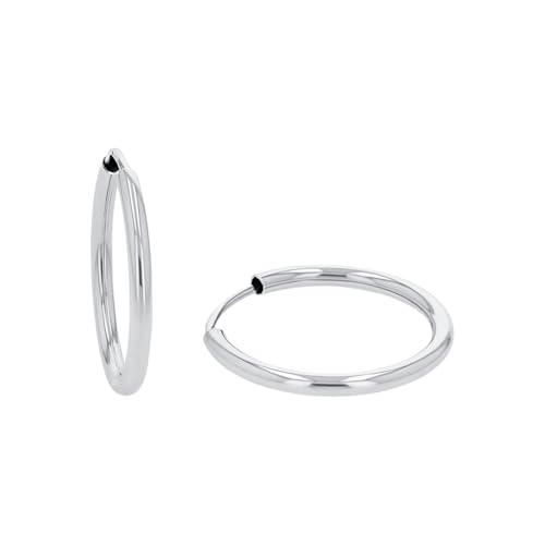 Amor Creolen 925 Sterling Silber Damen Ohrschmuck, 2 cm, Silber, Kommt in Schmuck Geschenk Box, 9205103 von Amor