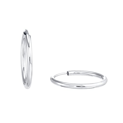 Amor Creolen 925 Sterling Silber Damen Ohrschmuck, 2 cm, Silber, Kommt in Schmuck Geschenk Box, 9205103 von Amor