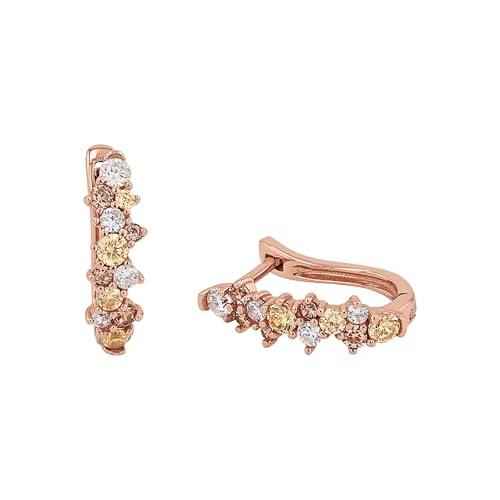 Amor Creolen 925 Sterling Silber Damen Ohrschmuck, mit Zirkonia synth., 1,7 cm, Braun, Kommt in Schmuck Geschenk Box, 2017083 von Amor