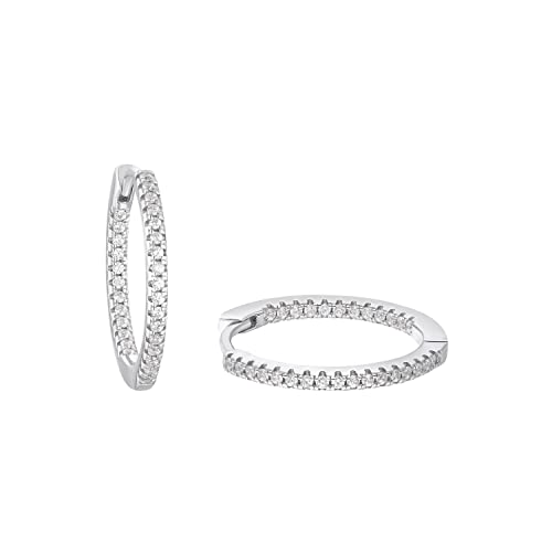 Amor Creolen 925 Sterling Silber Damen Ohrschmuck, mit Zirkonia synth., 1,8 cm, Silber, Kommt in Schmuck Geschenk Box, 2034775 von Amor