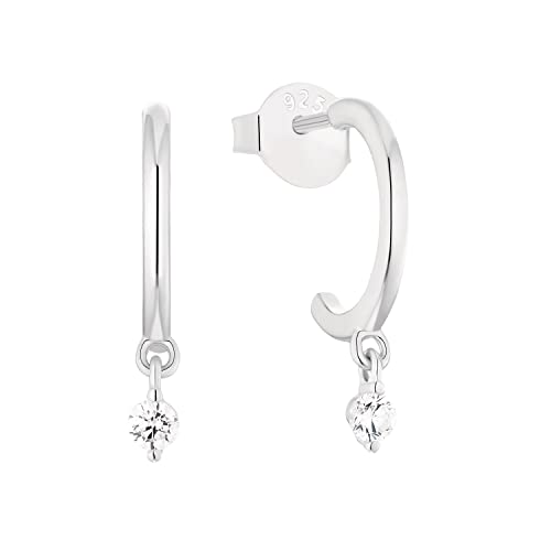 Amor Creolen 925 Sterling Silber Damen Ohrschmuck, mit Zirkonia synth., 1,9 cm, Silber, Kommt in Schmuck Geschenk Box, 2034786 von Amor