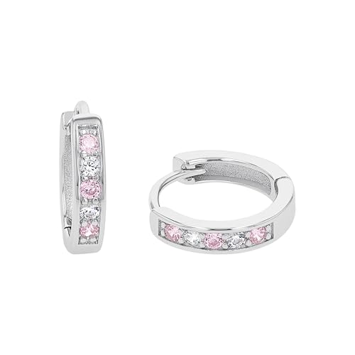 Amor Creolen 925 Sterling Silber Mädchen Kinder Ohrschmuck, mit Zirkonia synth., 1,2 cm, Silber, Kommt in Schmuck Geschenk Box, 9257041 von Amor
