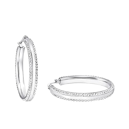 Amor Creolen Edelstahl Damen Ohrschmuck, mit Zirkonia synth., 3,3 cm, Silber, Kommt in Schmuck Geschenk Box, 2022549 von Amor