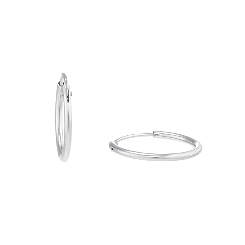 Amor Creolen 925 Sterling Silber Damen Ohrschmuck, 1,4 cm, Silber, Kommt in Schmuck Geschenk Box, 9087136 von Amor