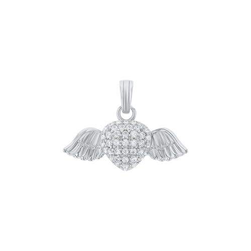 Amor Motivanhänger 925 Sterling Silber Damen Anhänger, mit Zirkonia synth., 1,9 cm, Silber, Herz mit Flügel, Kommt in Schmuck Geschenk Box, 9069019 von Amor