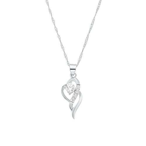 Amor Kette mit Anhänger 925 Sterling Silber Damen Halsschmuck, mit Zirkonia synth., 42 cm, Silber, Kommt in Schmuck Geschenk Box, 2016057 von Amor