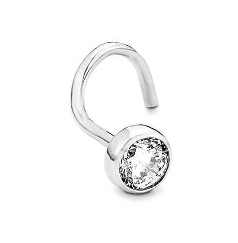 Amor Damen-Nasenstecker 925 Sterling Silber Hakenverschluss Zirkonia weiß 89128 von Amor