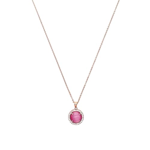 Amor Kette mit Anhänger 925 Sterling Silber Damen Halsschmuck, mit Katzenauge, 45 cm, Rosa, Kommt in Schmuck Geschenk Box, 2022669 von Amor