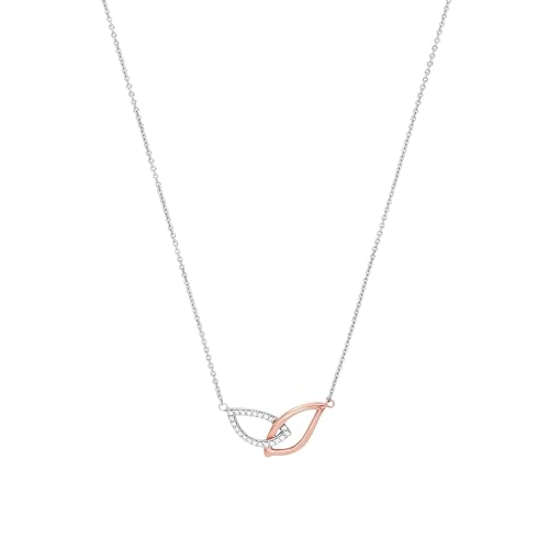 Amor Kette mit Anhänger 925 Sterling Silber Damen Halsschmuck, mit Zirkonia synth., 42 cm, Bicolor, Kommt in Schmuck Geschenk Box, 2026253 von Amor