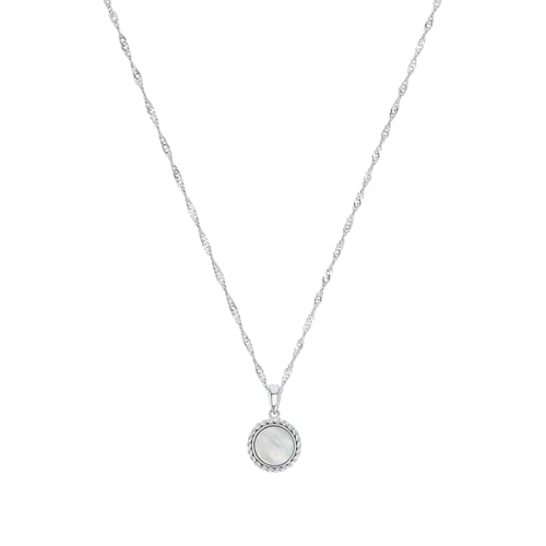 Amor Kette mit Anhänger 925 Sterling Silber Perlmutt Damen Sets, 42+3 cm, Silber, Kommt in Schmuck Geschenk Box, 2036016 von Amor