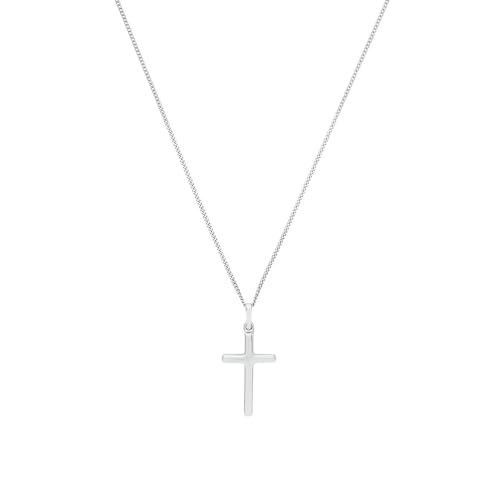 Amor Kette mit Anhänger 925 Sterling Silber Unisex Damen Herren Halsschmuck, 45 cm, Silber, Kreuz, Kommt in Schmuck Geschenk Box, 9070435 von Amor