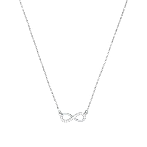 Amor Kette mit Anhänger 925 Sterling Silber Damen Halsschmuck, mit Zirkonia synth., 45 cm, Silber, Infinity, Kommt in Schmuck Geschenk Box, 9123933 von Amor