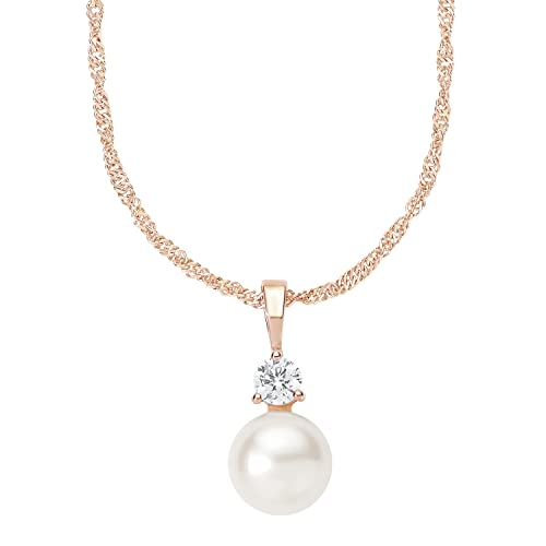 amor Kette mit Anhänger für Damen, Sterling Silber 925, Zirkonia Wachsperle Kugel von Amor