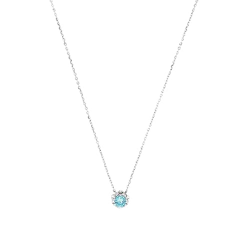 Amor Kette mit Anhänger 925 Sterling Silber Damen Halsschmuck, mit Zirkonia synth., 42+3 cm, Blau, Kommt in Schmuck Geschenk Box, 9254613 von Amor